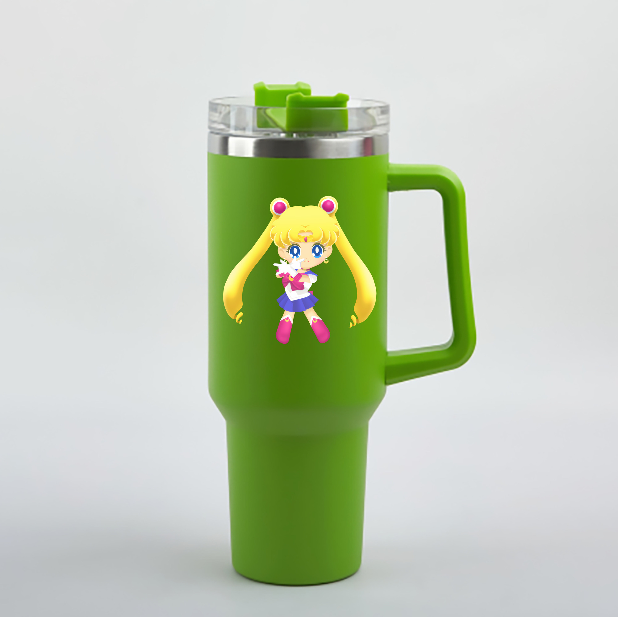 （画像用） 美少女戦士セーラームーン 月野 うさぎ つきの うさぎ Sailor Moon Tsukino Usagi 1200mL車用タンブラー - クリスタルステッカー（プラスチックストロー付き）